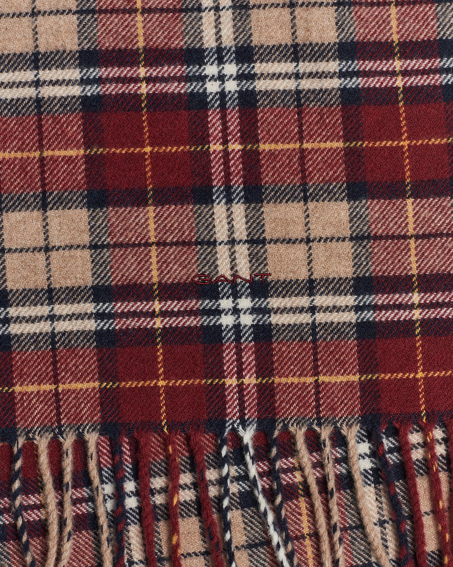 Herr | GANT Wool Multi Checked Scarf Plumped Red | GANT | Wool Multi Checked Scarf Plumped Red