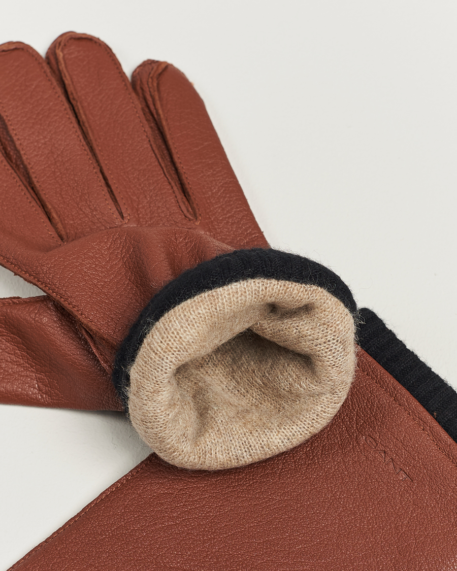 Herr | GANT | GANT | Wool Lined Leather Gloves Clay Brown