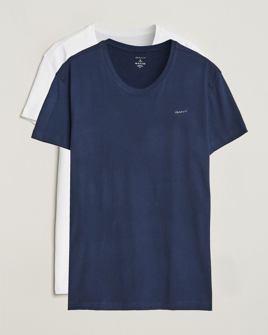 Herr | T-Shirts | GANT | 2-Pack Crew Neck T-Shirt Navy/White