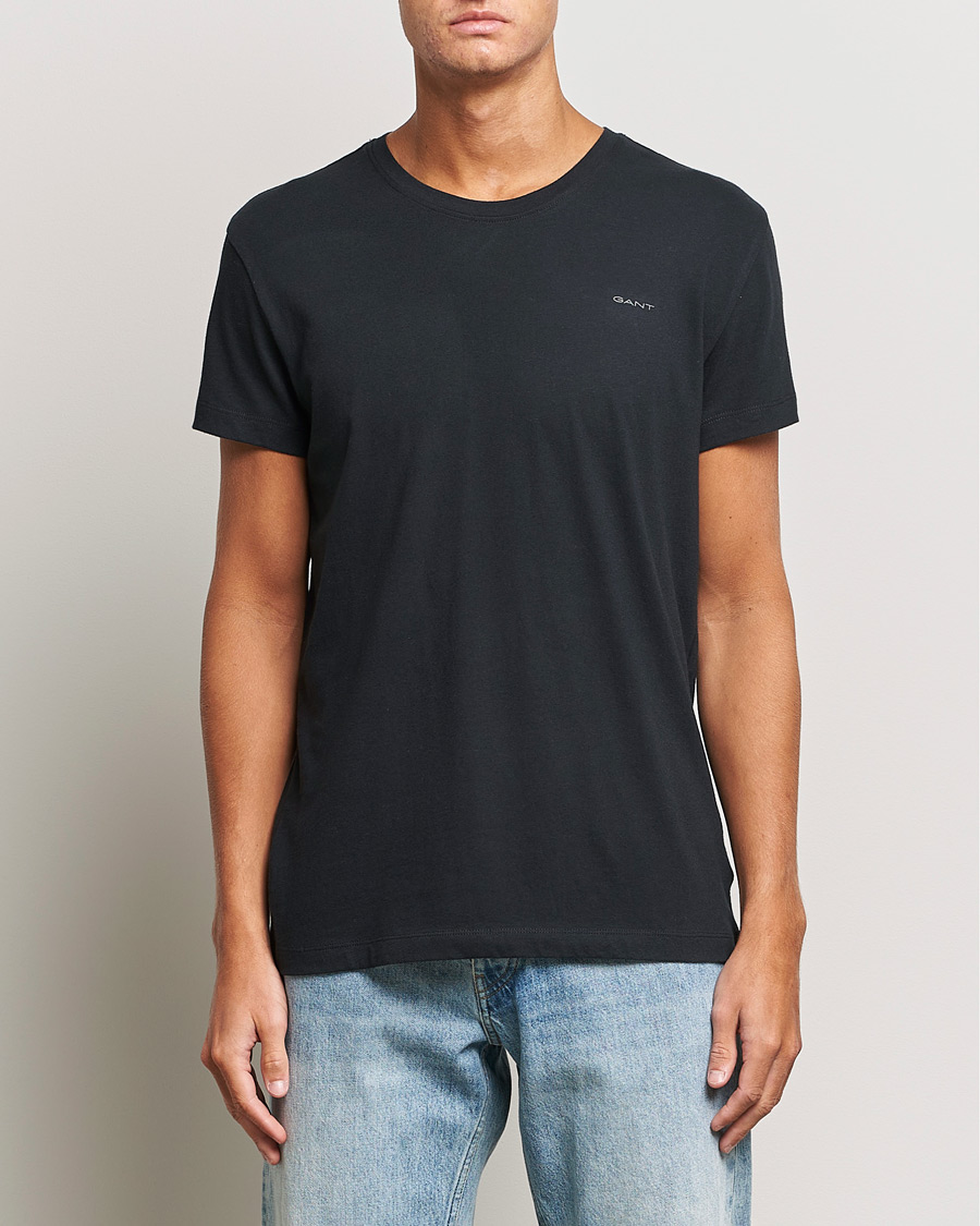 Herre | GANT | GANT | 2-Pack Crew Neck T-Shirt Black/White