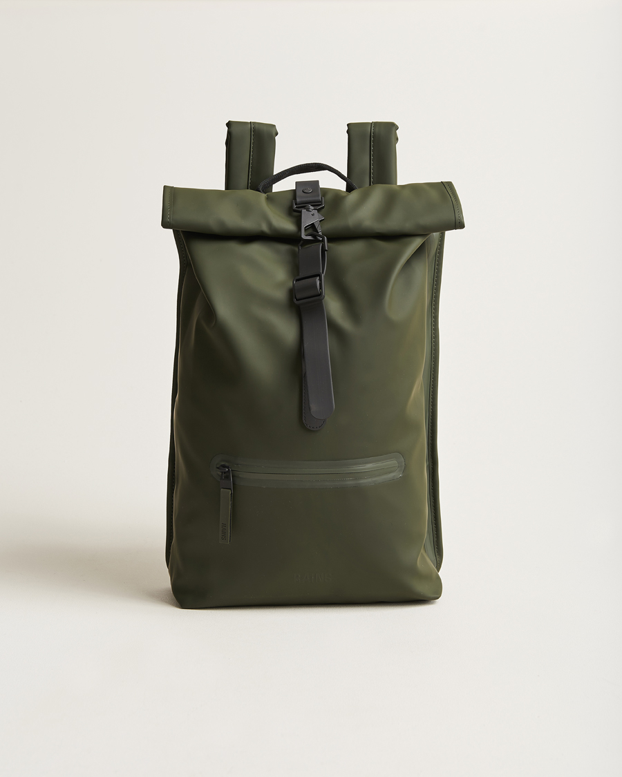 Herr | Väskor | RAINS | Rolltop Rucksack Green