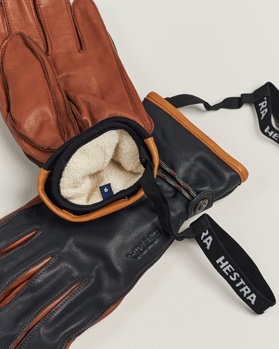 Herr | Handskar | Hestra | Wakayama Leather Ski Glove Navy/Brown