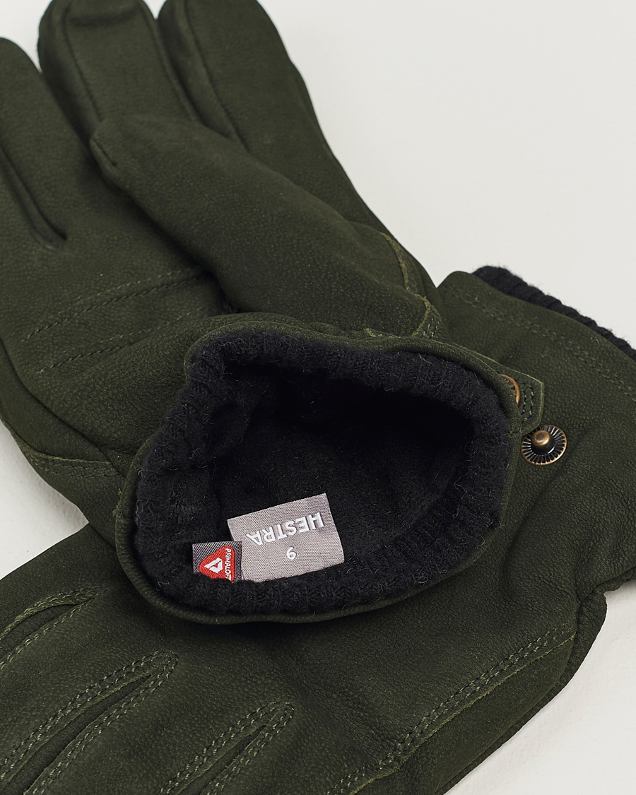 Herr | Handskar | Hestra | Bergvik Fleece Liner Buckle Nubuck Glove Bottle Green