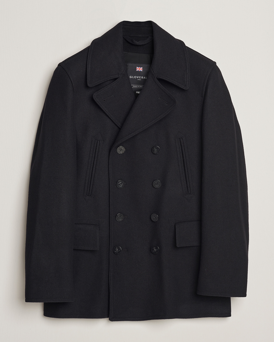 Herr | Jackor | Gloverall | Churchill Reefer Peacoat Black