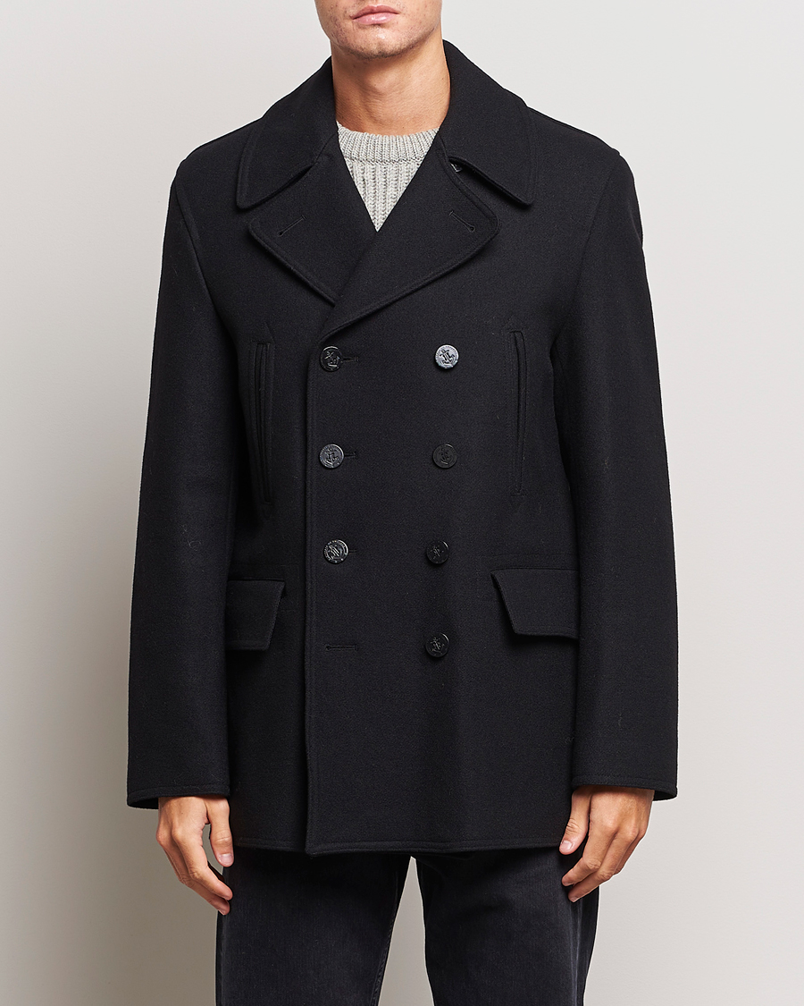 Herr | Jackor | Gloverall | Churchill Reefer Peacoat Black
