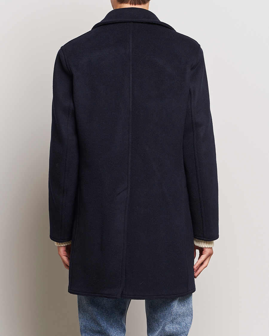 Herr | Jackor | Gloverall | Churchill Long Reefer Peacoat Navy Royal