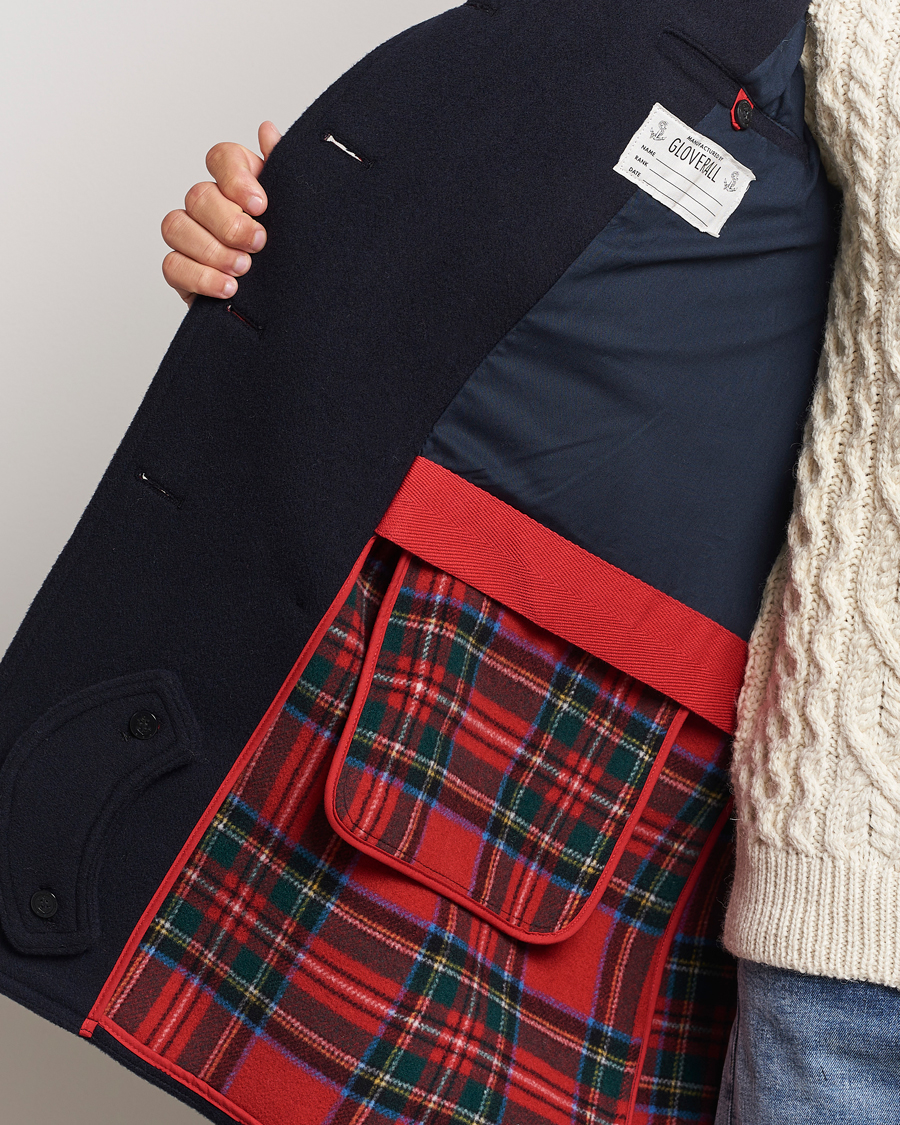 Herr | Jackor | Gloverall | Churchill Long Reefer Peacoat Navy Royal