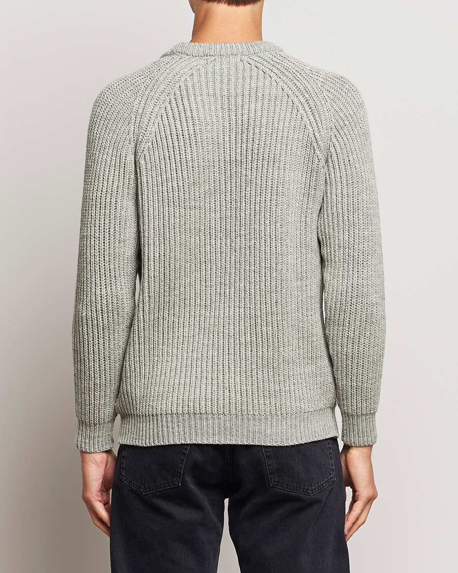 Herr | Tröjor | Gloverall | Fisherman Rib Chunky Wool Crew Neck Light Grey