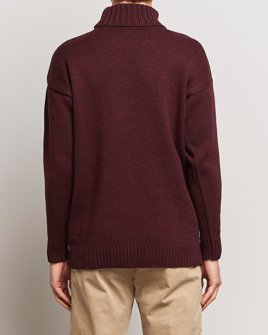 Herr | Tröjor | Gloverall | Submariner Chunky Wool Roll Neck Burgundy