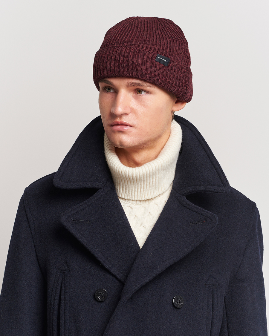 Herr | Gloverall Fisherman Lambswool Beanie Burgundy | Gloverall | Fisherman Lambswool Beanie Burgundy