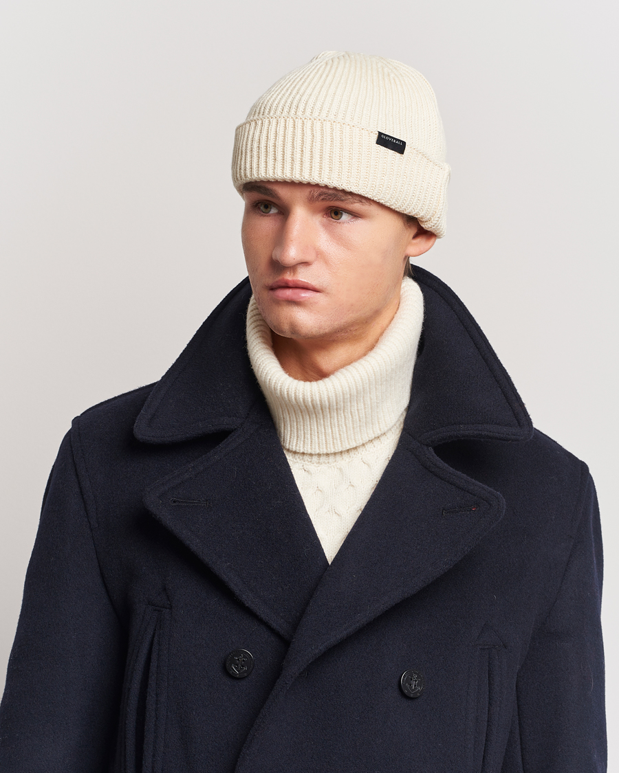 Herr | Gloverall Fisherman Lambswool Beanie Ecru | Gloverall | Fisherman Lambswool Beanie Ecru