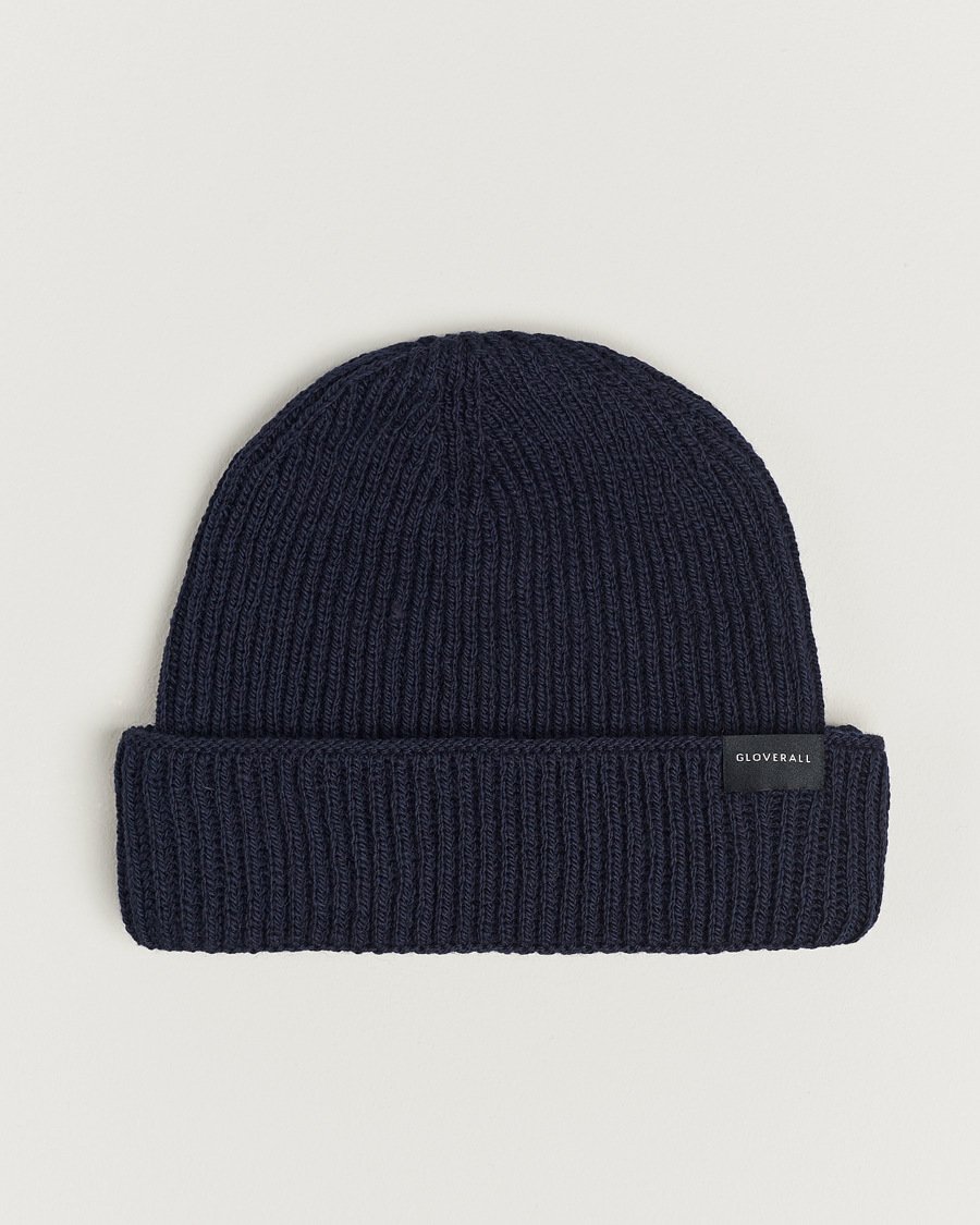 Herr | Gloverall Fisherman Lambswool Beanie Navy | Gloverall | Fisherman Lambswool Beanie Navy