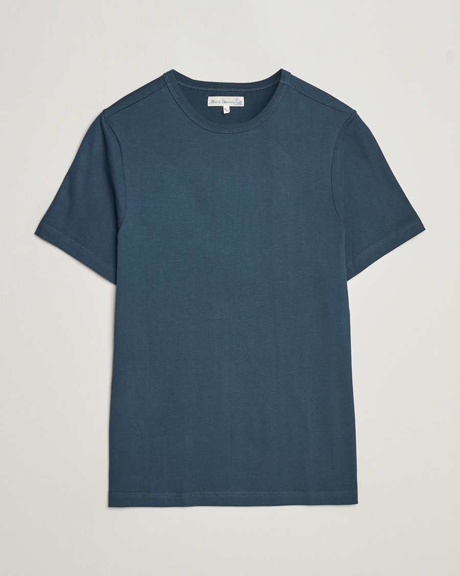 Herr | T-Shirts | Merz b. Schwanen | 1950s Classic Loopwheeled T-Shirt Mineral Blue