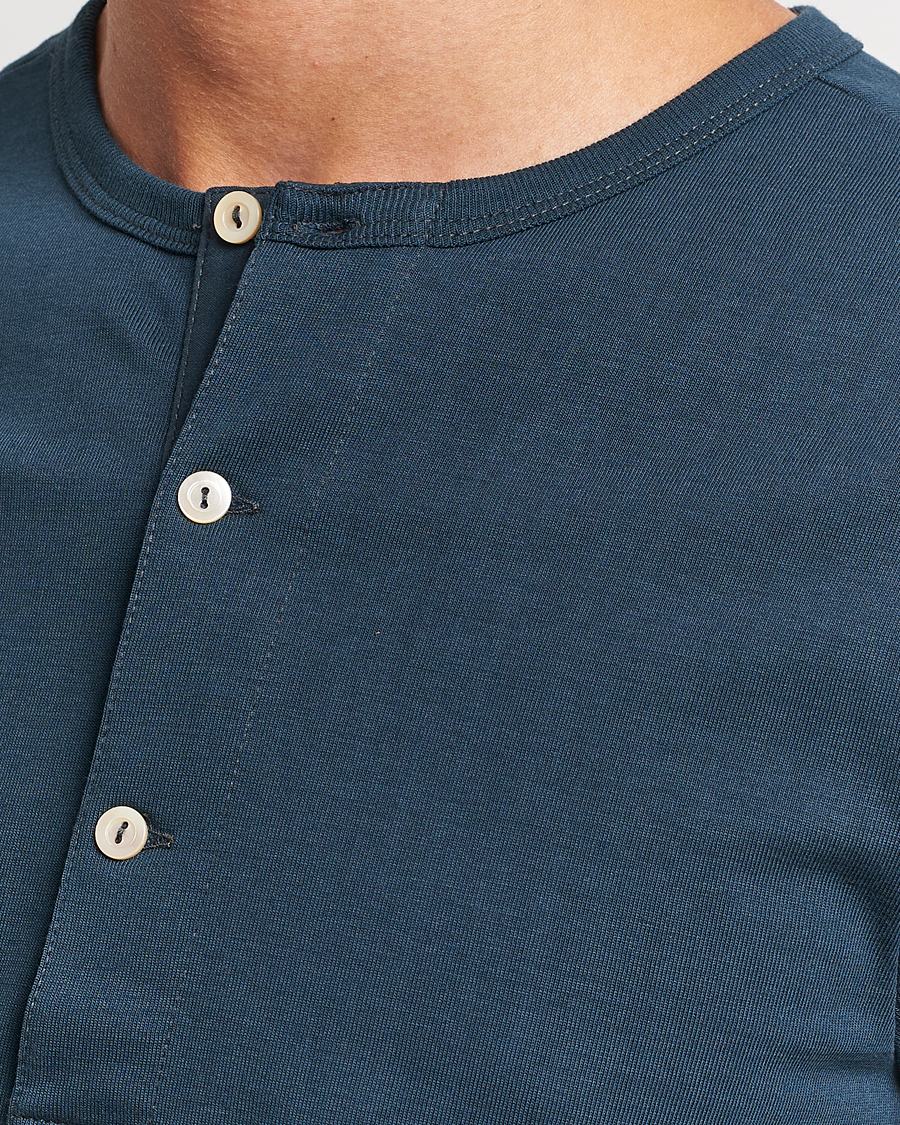 Herr | Tröjor | Merz b. Schwanen | Classic Organic Cotton Henley Mineral Blue