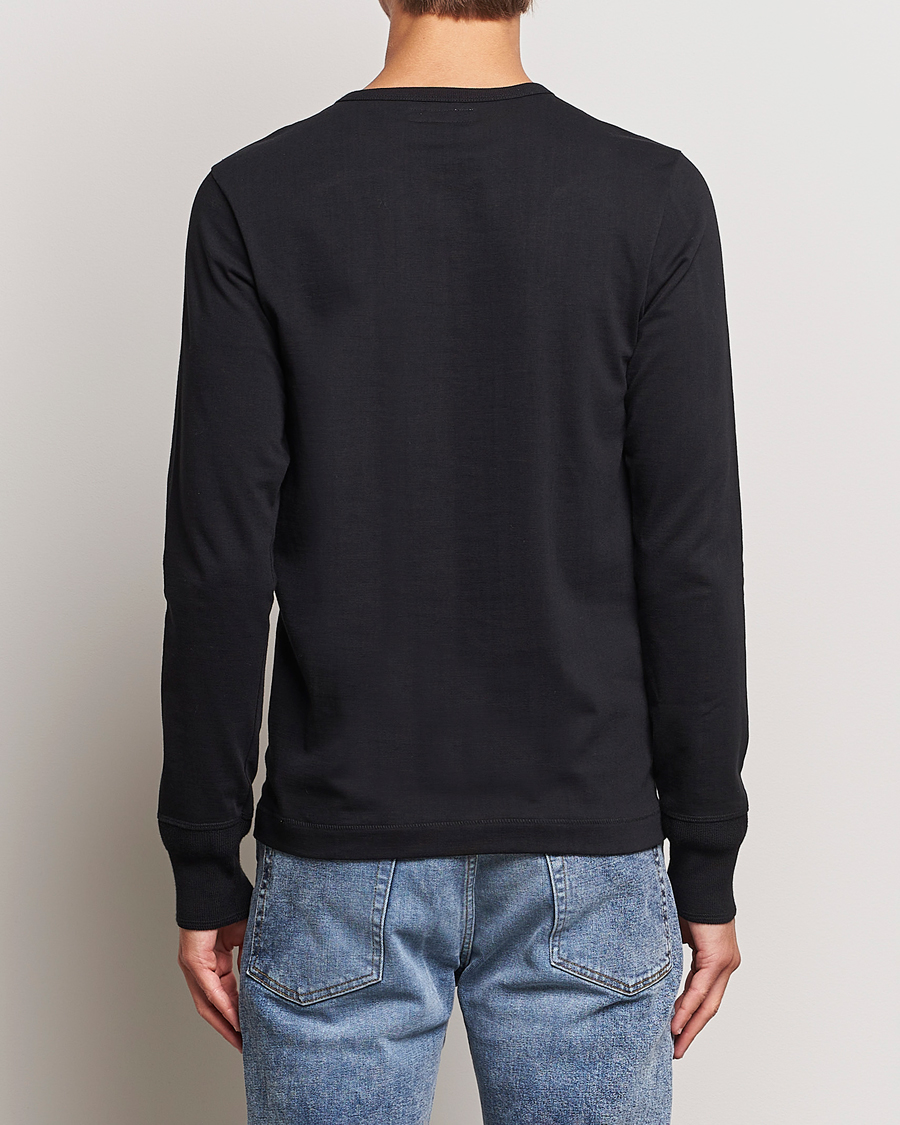 Herr | Tröjor | Merz b. Schwanen | Classic Organic Cotton Henley Sweater Black