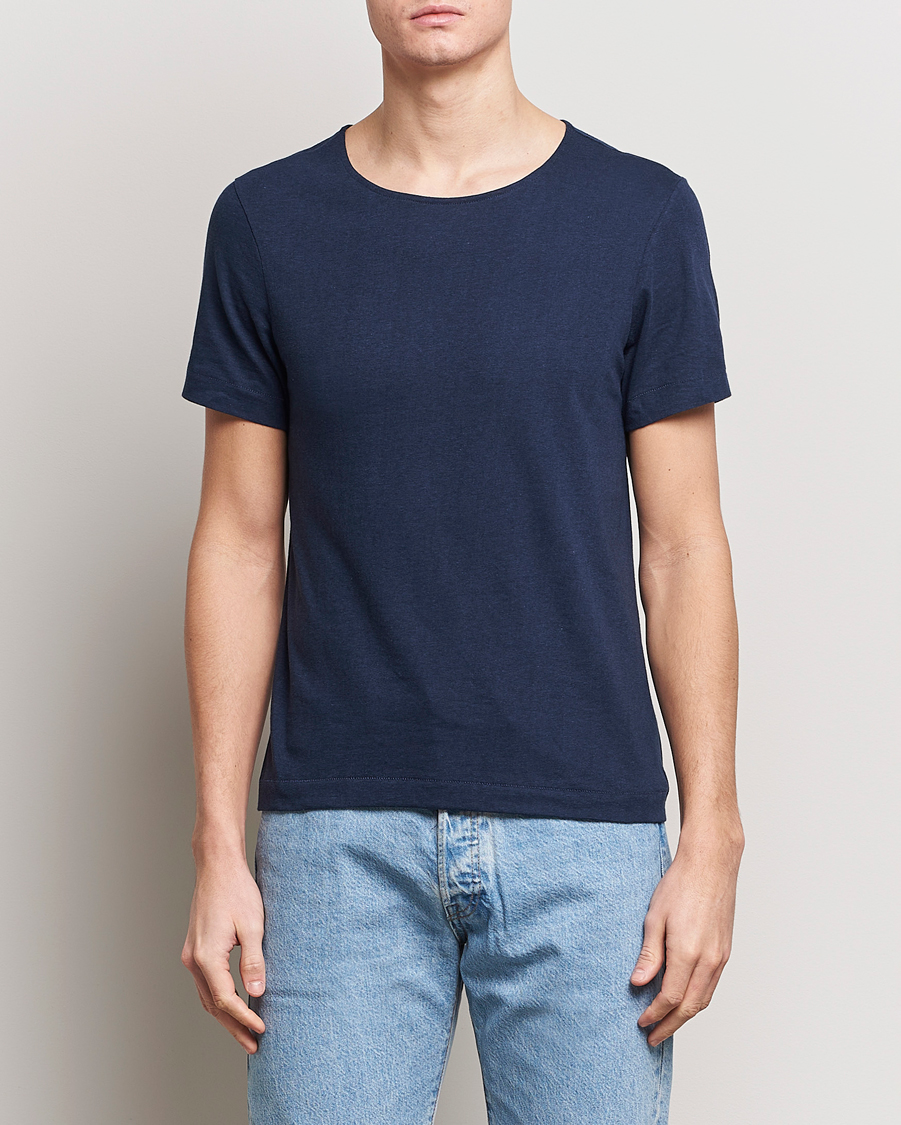 Herr | Kortärmade t-shirts | Merz b. Schwanen | 1920s Loopwheeled T-shirt Ink Blue