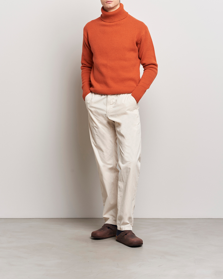 Herr | Tröjor | Merz b. Schwanen | Cashmere/Merino Rollneck Rust