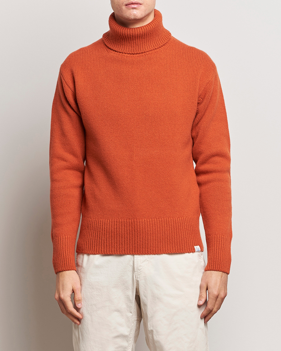 Herr | Tröjor | Merz b. Schwanen | Cashmere/Merino Rollneck Rust