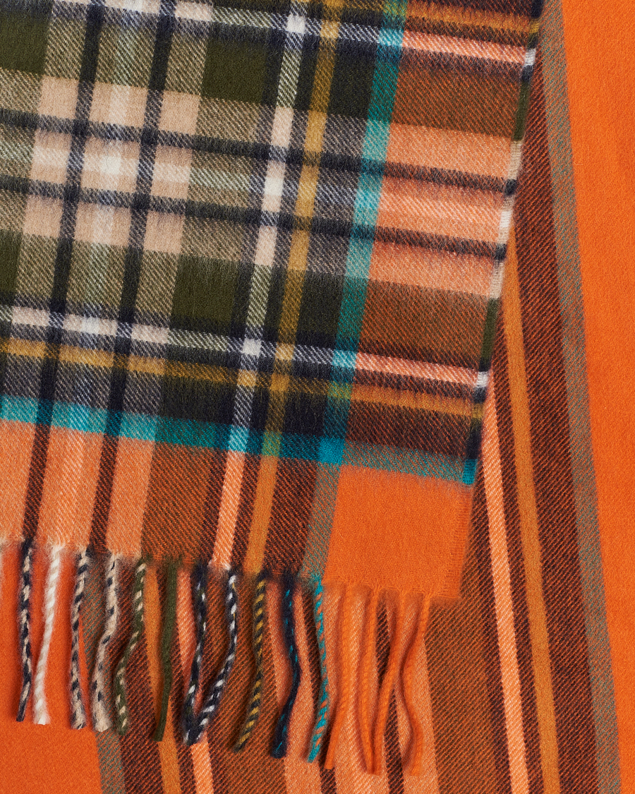 Herr | Begg & Co Striped/Checked Cashmere Scarf 30*160cm Orange | Begg & Co | Striped/Checked Cashmere Scarf 30*160cm Orange