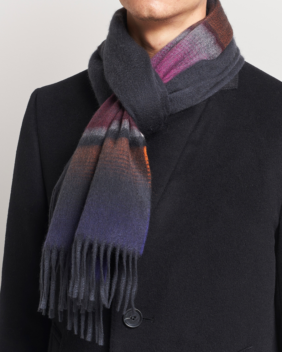 Herr |  | Begg & Co | Solid/Checked Cashmere Scarf 36*183cm Midnight Pink