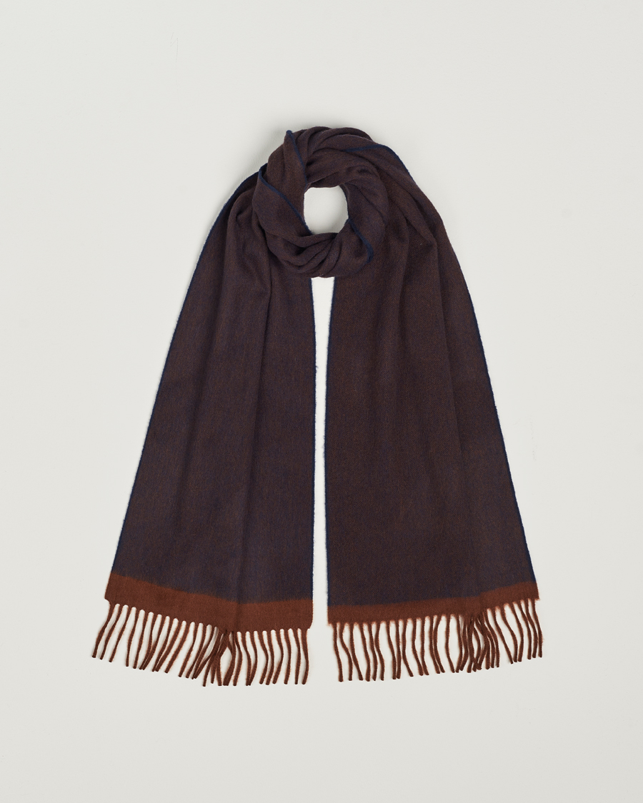 Herr | Begg & Co Solid Board Wool/Cashmere Scarf Navy Chocolate | Begg & Co | Solid Board Wool/Cashmere Scarf Navy Chocolate