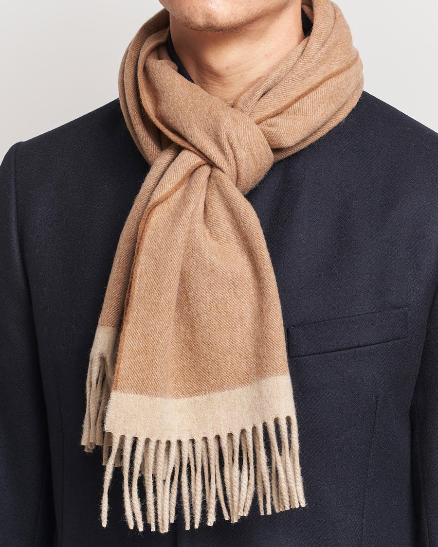 Herr | Begg & Co Solid Board Wool/Cashmere Scarf Warm Natural | Begg & Co | Solid Board Wool/Cashmere Scarf Warm Natural
