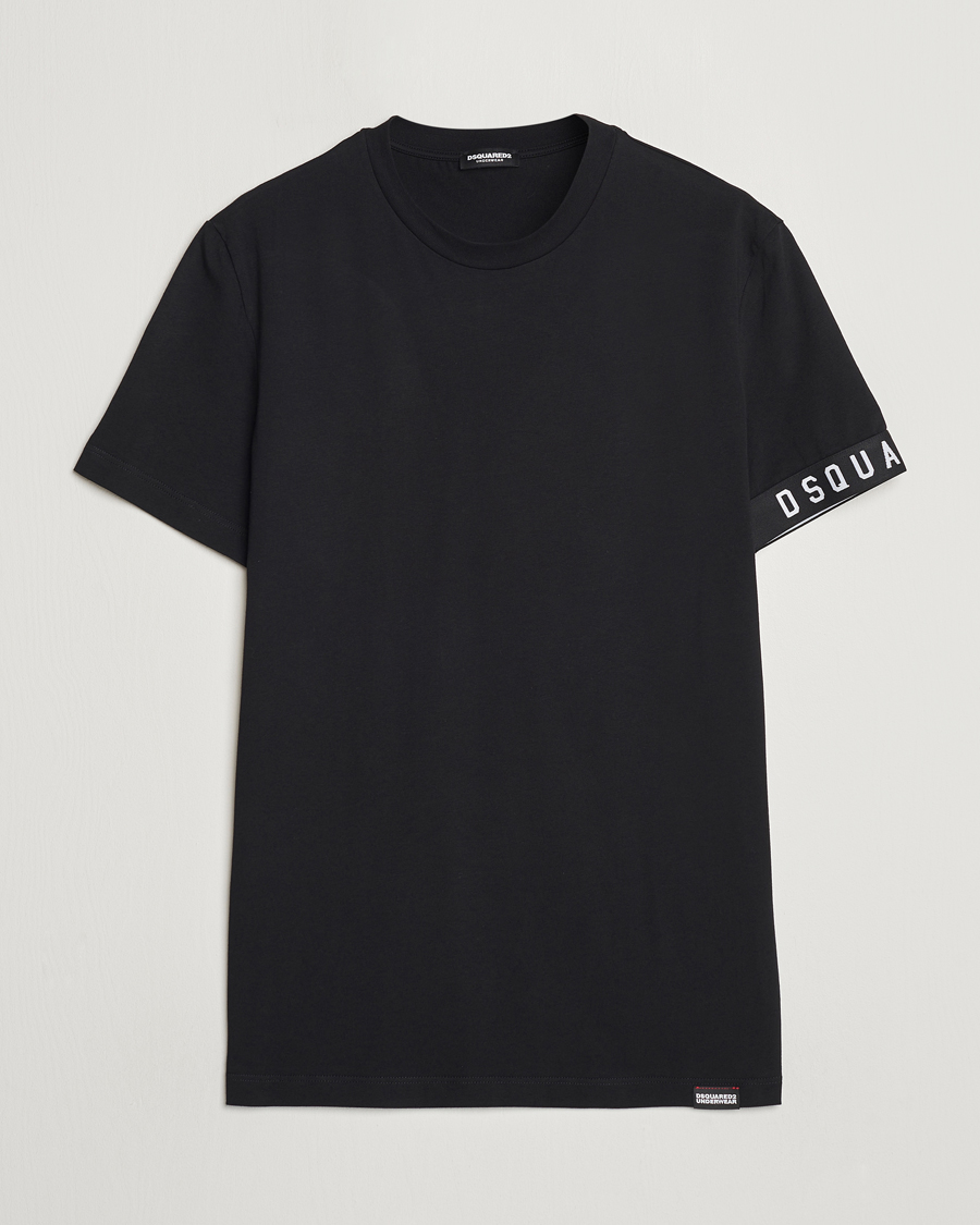 Herr | T-Shirts | Dsquared2 | Taped Logo Crew Neck T-Shirt Black/White