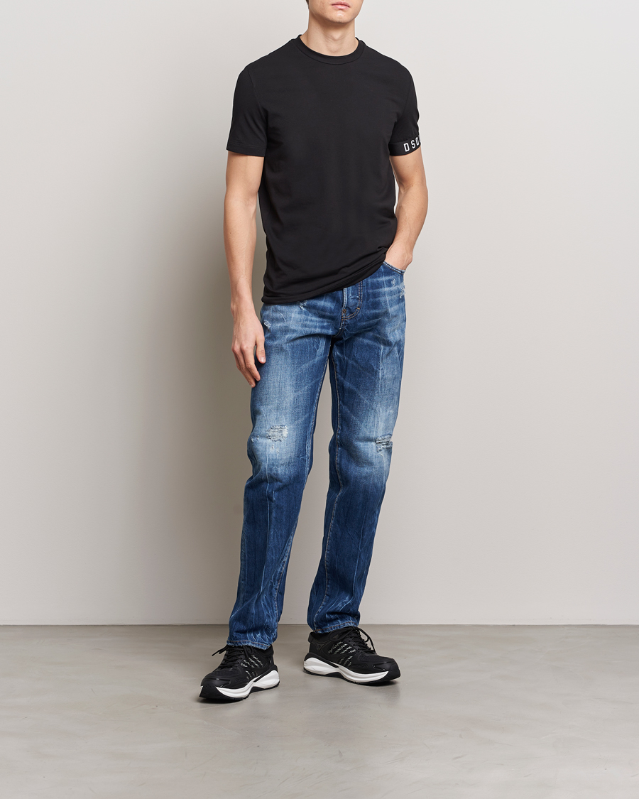 Herr | T-Shirts | Dsquared2 | Taped Logo Crew Neck T-Shirt Black/White