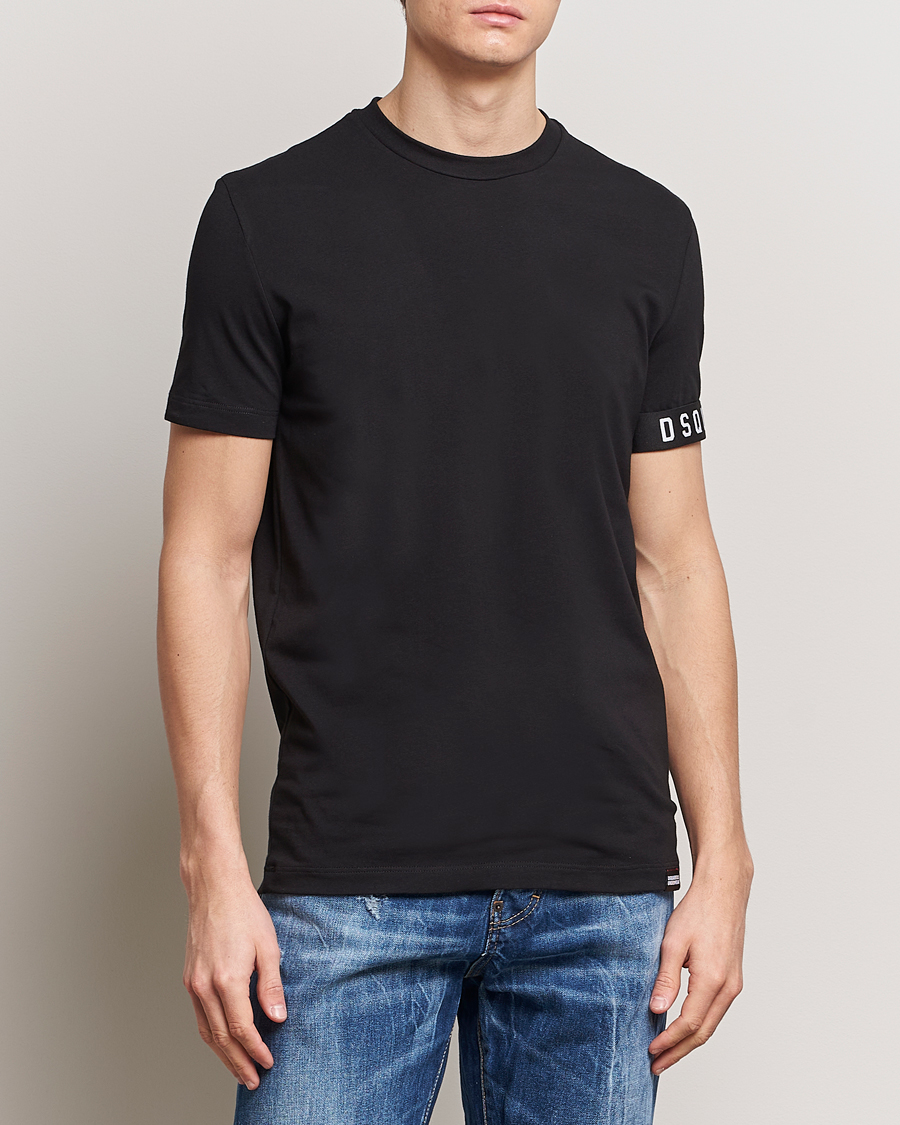 Herr | Svarta t-shirts | Dsquared2 | Taped Logo Crew Neck T-Shirt Black/White