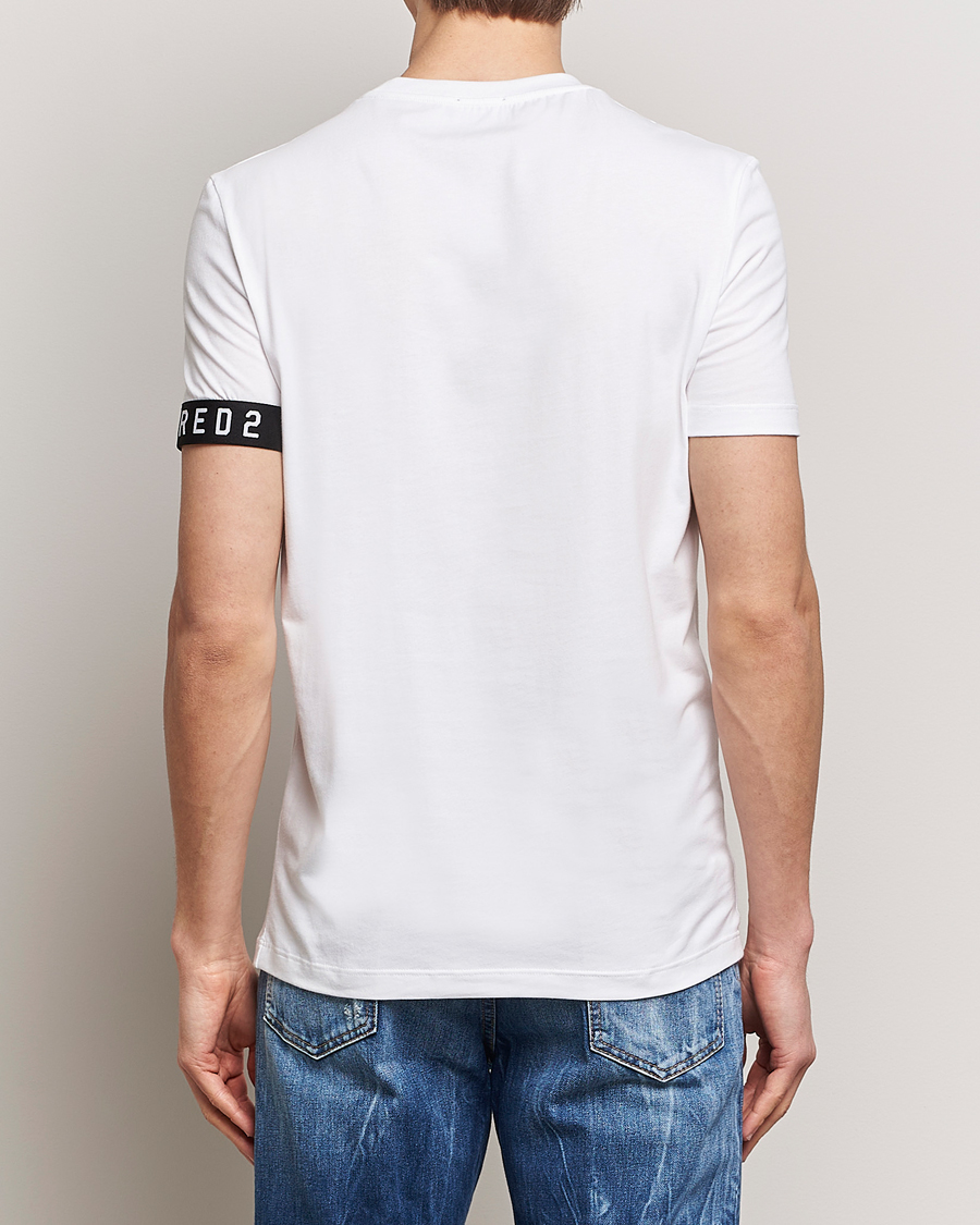 Herr | T-Shirts | Dsquared2 | Taped Logo Crew Neck T-Shirt White/Black