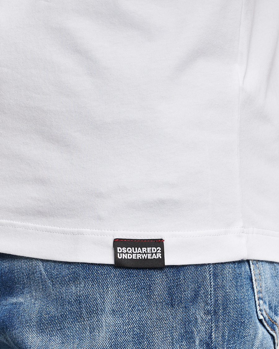 Herr | T-Shirts | Dsquared2 | Taped Logo Crew Neck T-Shirt White/Black
