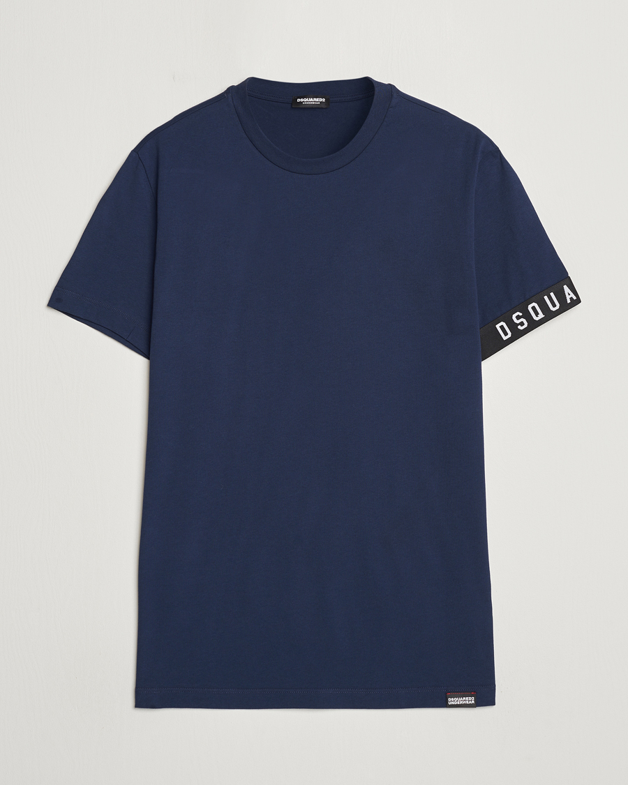 Herr | T-Shirts | Dsquared2 | Taped Logo Crew Neck T-Shirt Navy/White