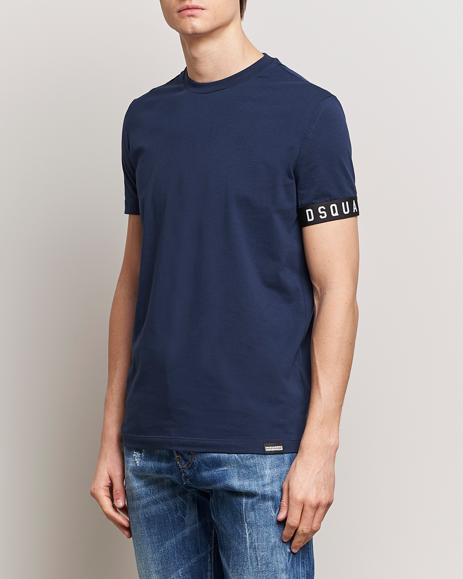 Herr | Kortärmade t-shirts | Dsquared2 | Taped Logo Crew Neck T-Shirt Navy/White