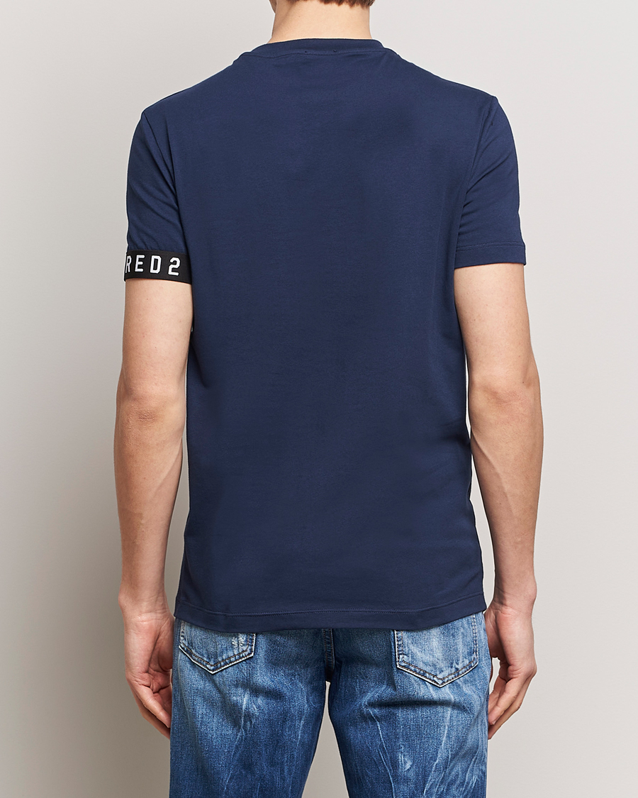 Herr | T-Shirts | Dsquared2 | Taped Logo Crew Neck T-Shirt Navy/White