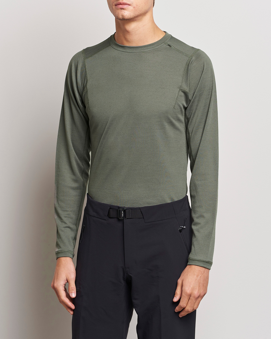 Herr | T-Shirts | Snow Peak | Recycled Polyester/Wool Long Sleeve T-Shirt Olive