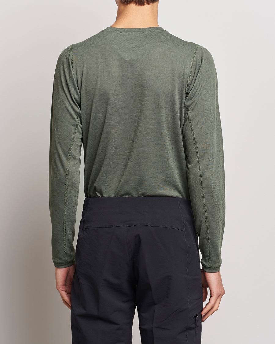 Herr | Japanese Department | Snow Peak | Recycled Polyester/Wool Long Sleeve T-Shirt Olive