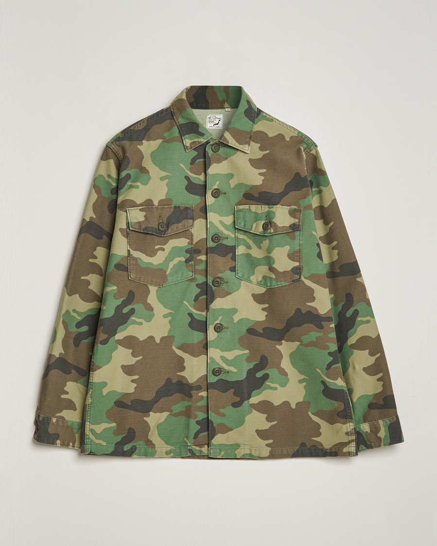 Herr | Skjortor | orSlow | Cotton Sateen US Army Overshirt Woodland Camo