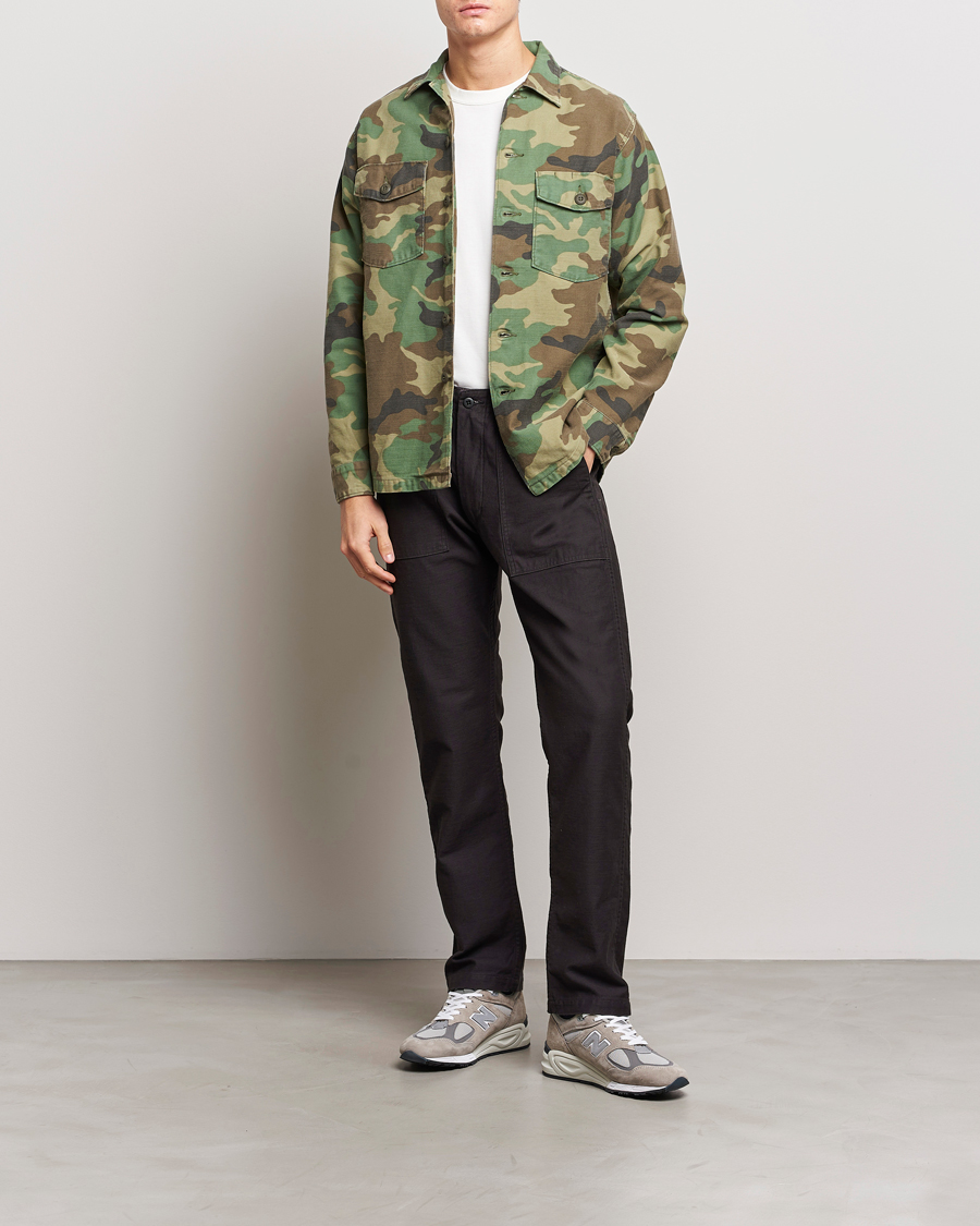 Herr | Skjortor | orSlow | Cotton Sateen US Army Overshirt Woodland Camo