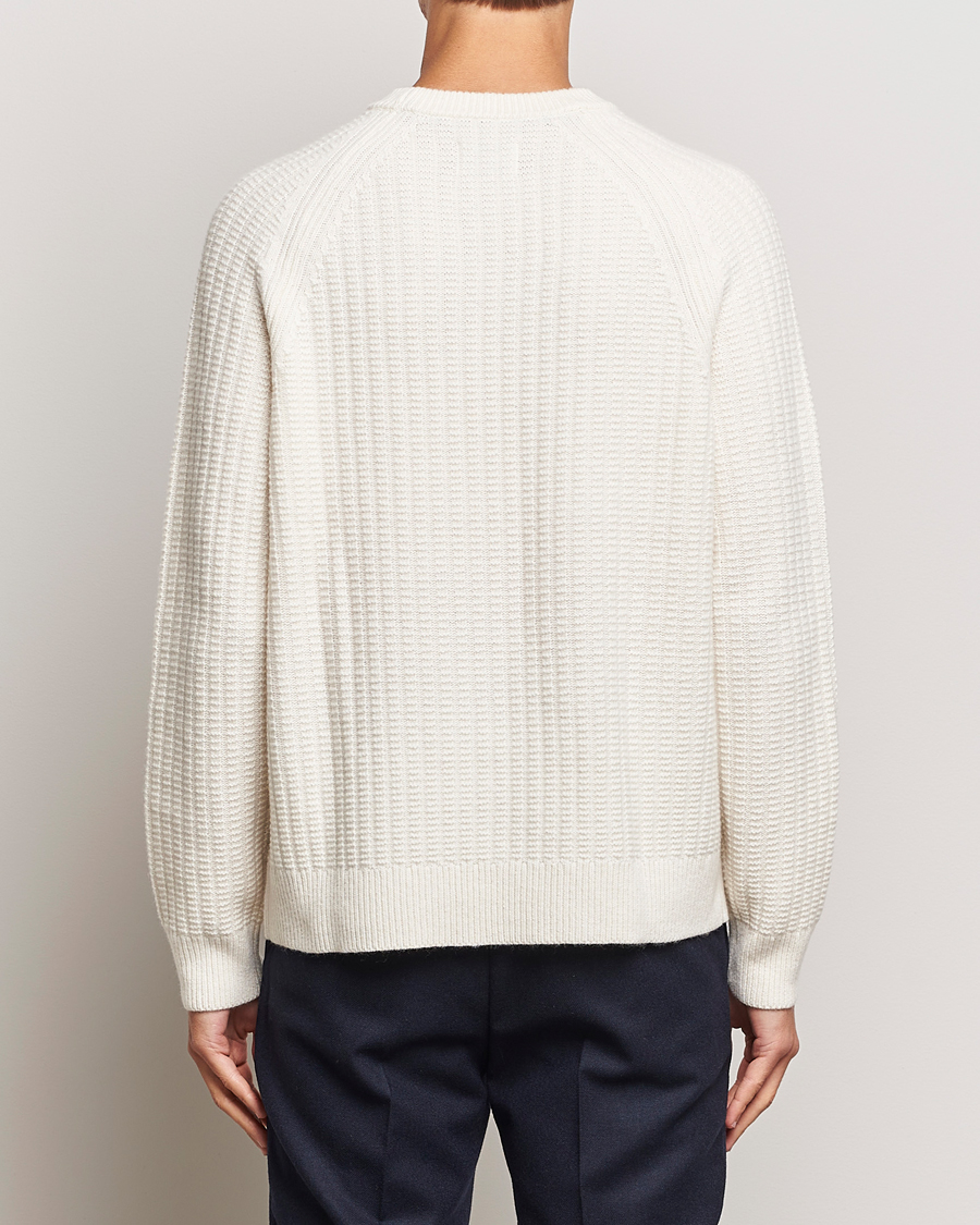 Herr | Tröjor | GANT | Textured Raglan Knitted Crew Neck Cream