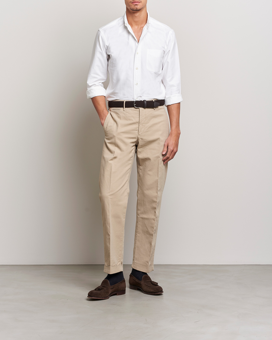 Herr | Skjortor | Kamakura Shirts | Vintage Ivy Oxford Button Down Shirt White