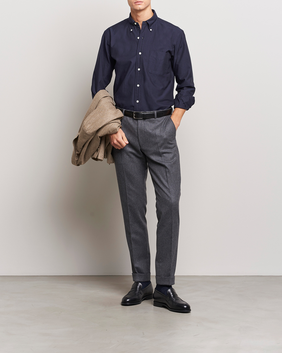 Herr | Skjortor | Kamakura Shirts | Vintage Ivy Oxford Button Down Shirt Navy