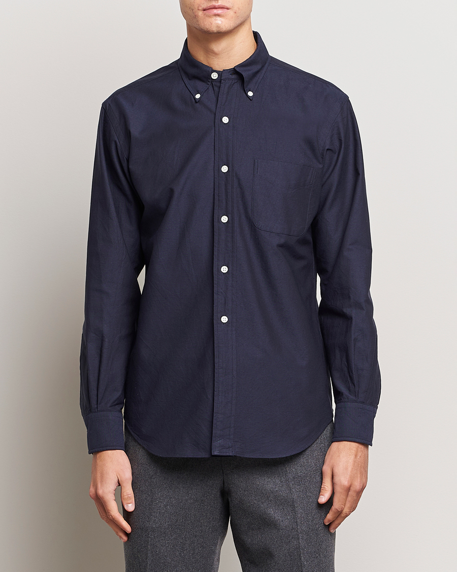 Herr | Skjortor | Kamakura Shirts | Vintage Ivy Oxford Button Down Shirt Navy