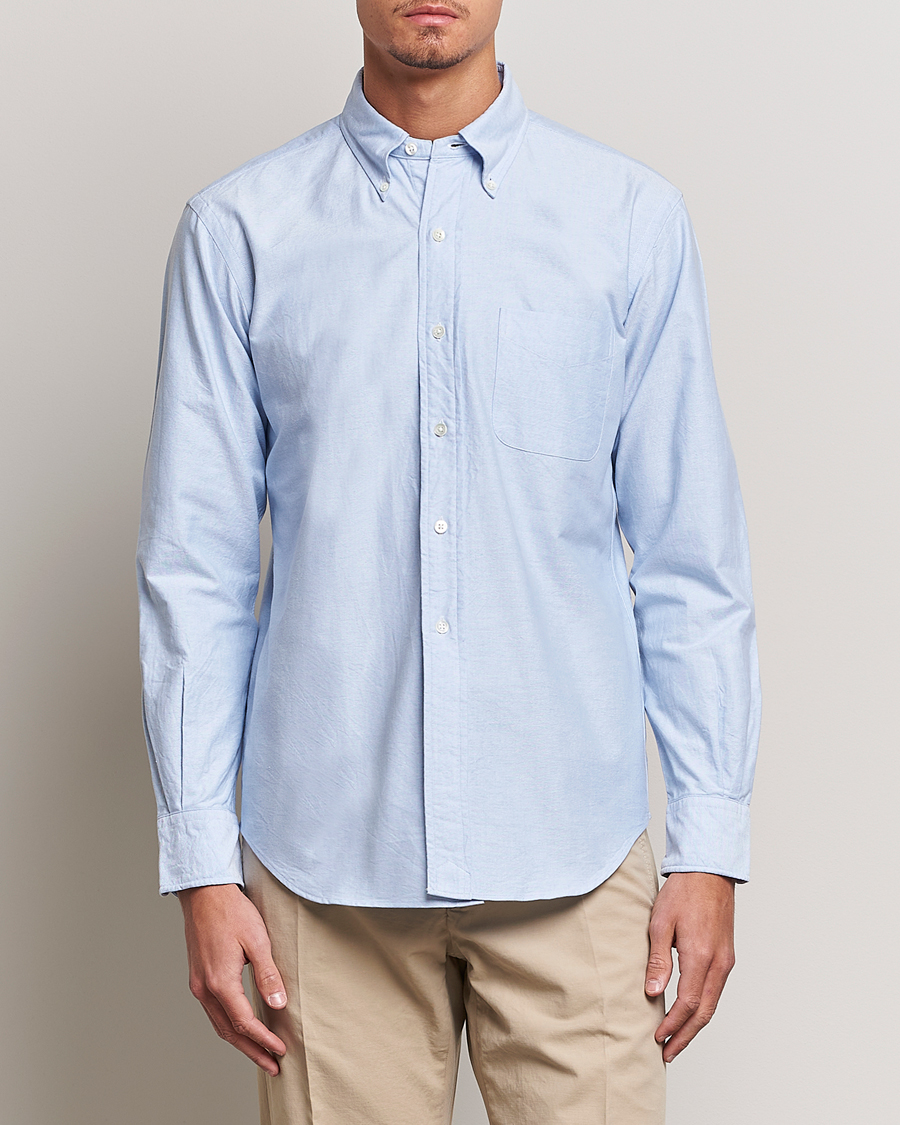 Herr | Kläder | Kamakura Shirts | Vintage Ivy Oxford Button Down Shirt Light Blue