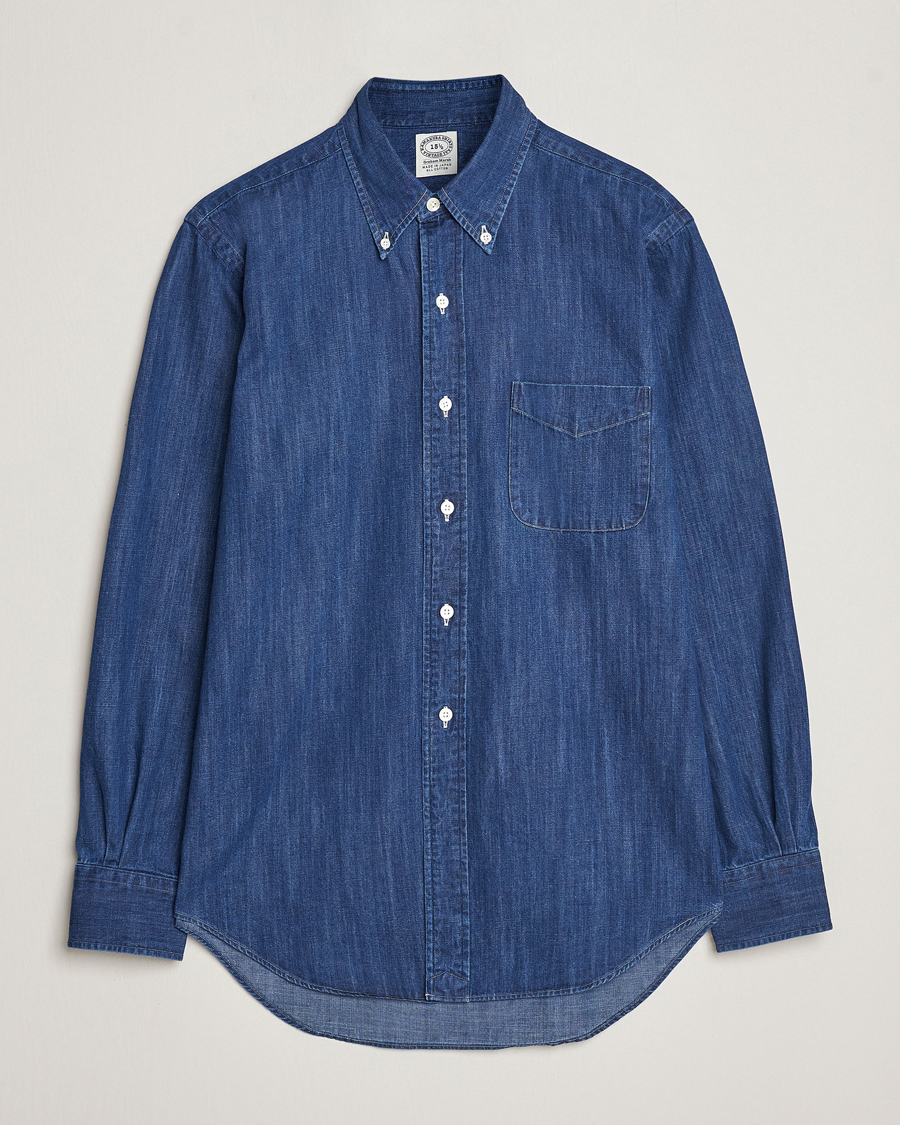 Herr | Skjortor | Kamakura Shirts | Vintage Ivy Denim Button Down Shirt Dark Indigo