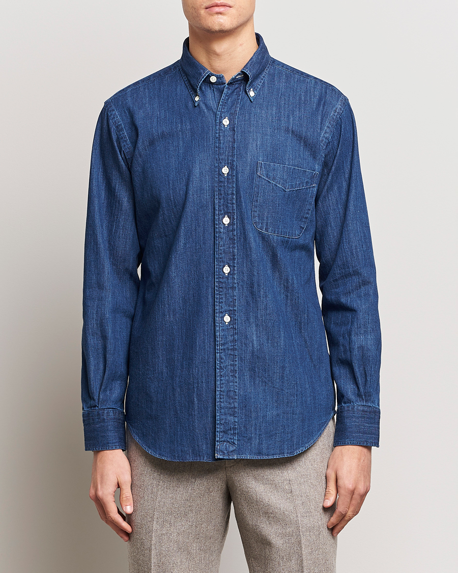 Herr | Japanese Department | Kamakura Shirts | Vintage Ivy Denim Button Down Shirt Dark Indigo