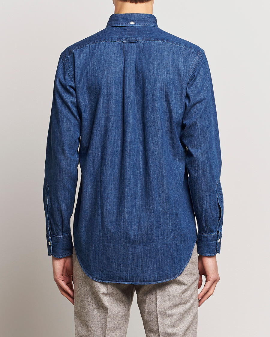 Herr | Skjortor | Kamakura Shirts | Vintage Ivy Denim Button Down Shirt Dark Indigo