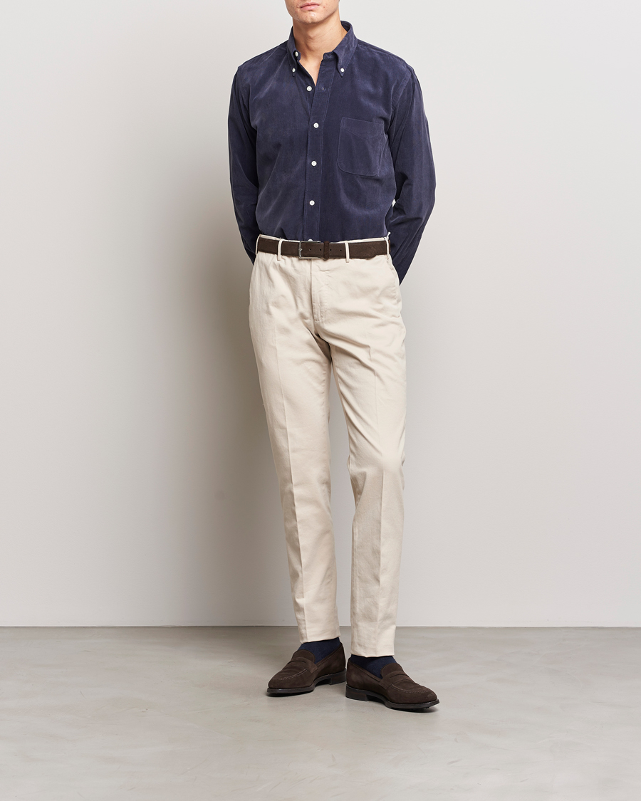 Herr | Skjortor | Kamakura Shirts | Vintage Ivy Japanese Corduroy Shirt Navy