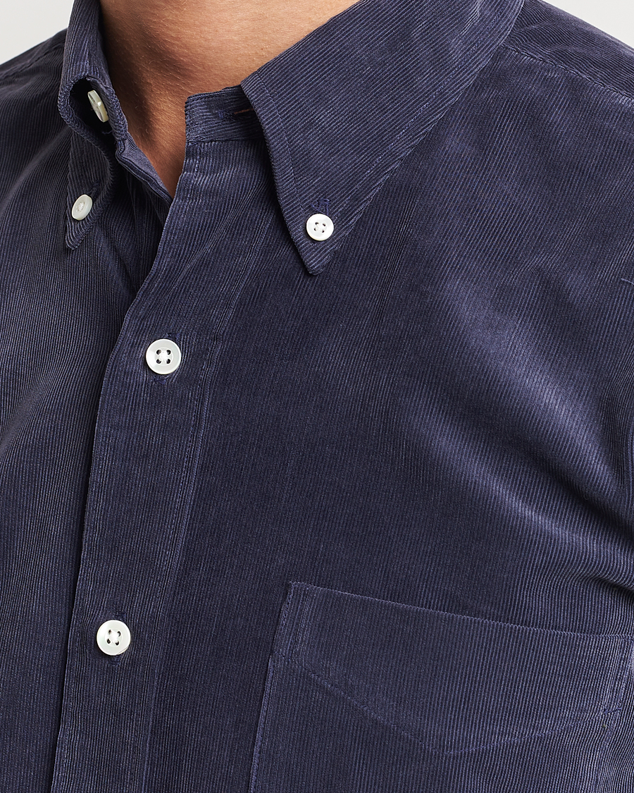 Herr | Skjortor | Kamakura Shirts | Vintage Ivy Japanese Corduroy Shirt Navy