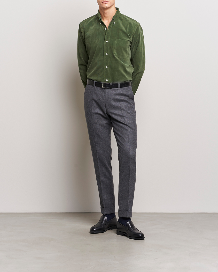 Herr | Skjortor | Kamakura Shirts | Vintage Ivy Japanese Corduroy Shirt Green
