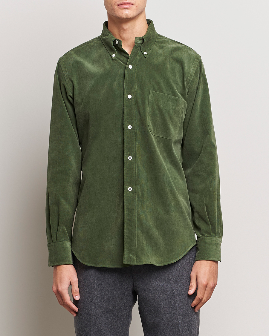 Herr | Skjortor | Kamakura Shirts | Vintage Ivy Japanese Corduroy Shirt Green